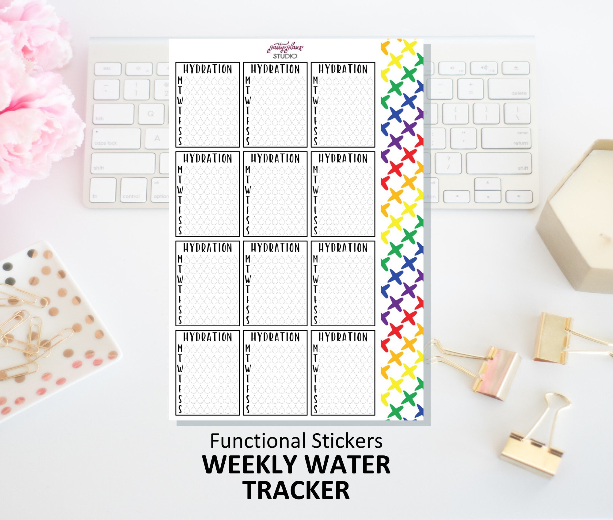 Weekly Water Habit Tracker Functional Stickers Planner | Etsy