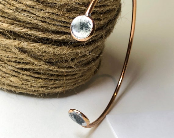 Black and Gray Unique Resin Painted Rose Gold Plated Cuff bangle Bracelet, One of a Kind, a Gift for Her,