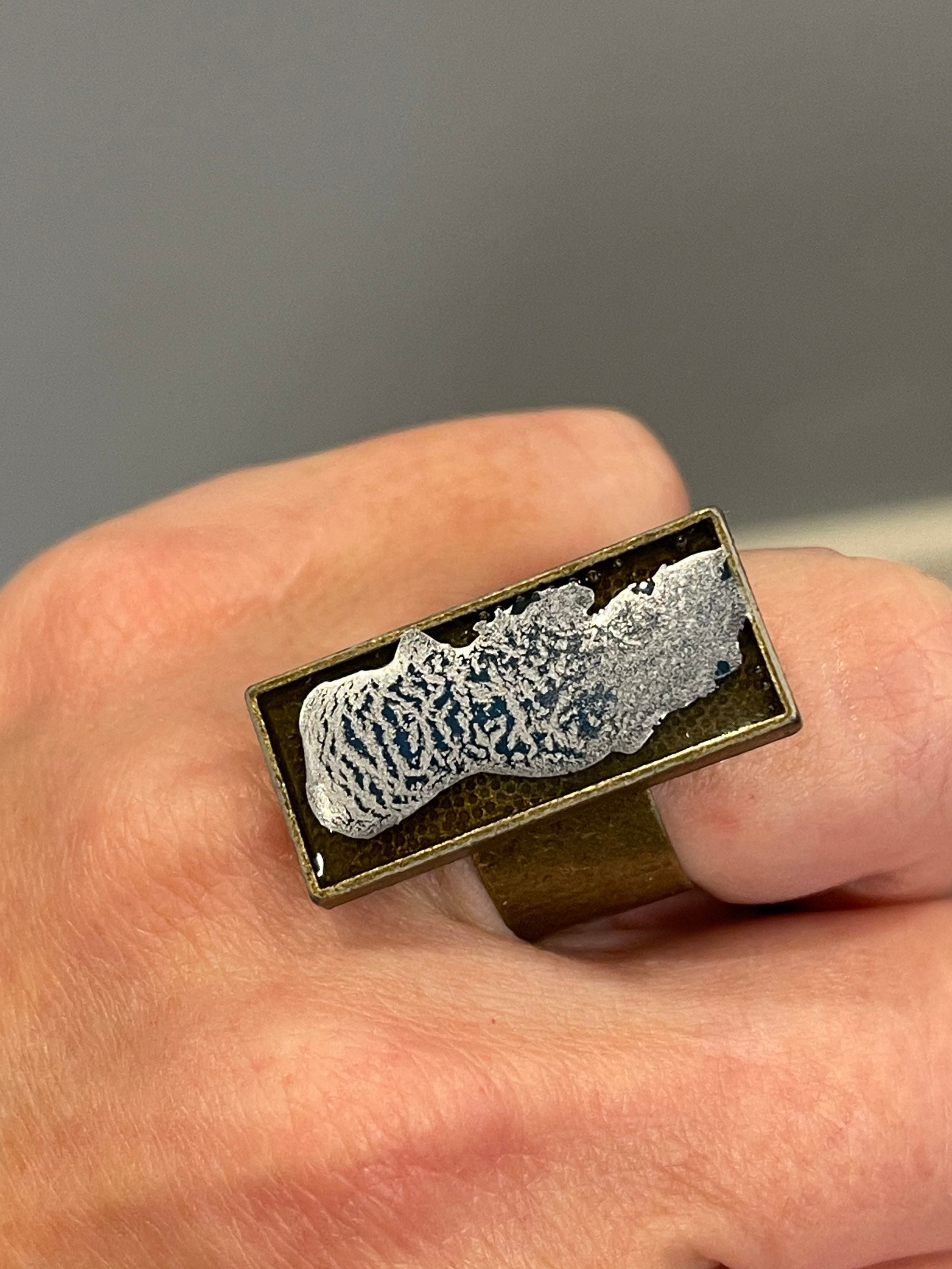 Astral gold plated /& hand poured resin adjustable statement ring