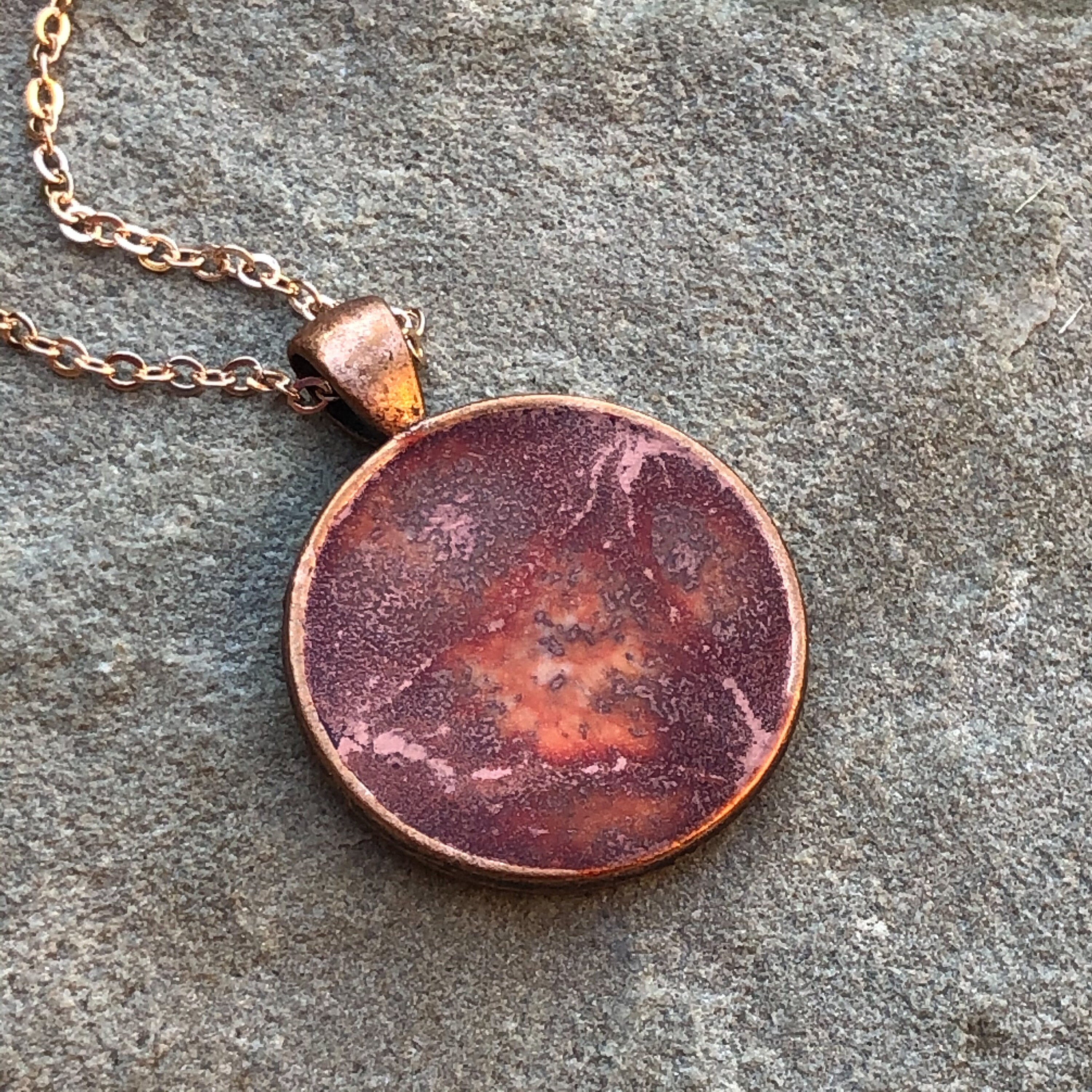 Kind Resin Art Necklace Rose, Orange 