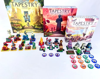 Tapestry & Expansions - Board Game Deluxe Snap-On Landmark Bases and Token Shields