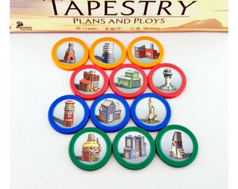 Deluxe Tapestry Landmark Token Shields for Plans and Ploys/Arts and Architecture