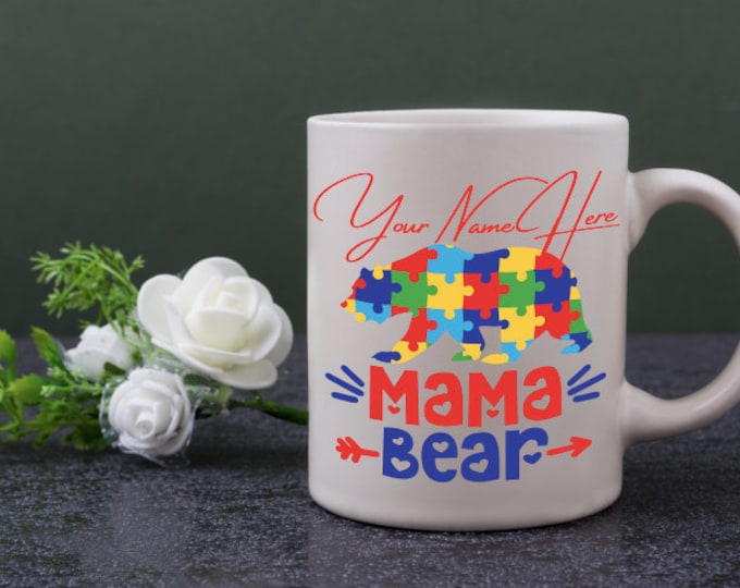 Featured listing image: Mama Bear | Autism Awareness Mug  | Personalized Coffee Mug