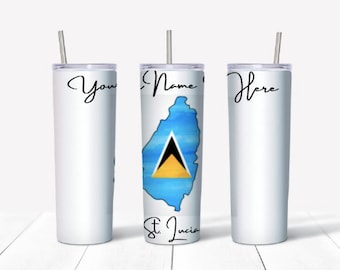 Love St. Lucia  | Travel Gift |Gift for Her | Gift for Him | Personalized Tumbler | Tumbler with straw | Printed Tumbler