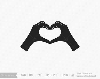 Heart Hands, Valentine&#39;s Day svg, Valentine&#39;s Day, love, sign, gesture, shape, Heart svg, vector, Digital, SVG, PNG, JPG, dxf, Silhouette