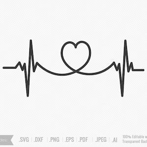 Heartbeat SVG, Heart, Valentine's Day, Heart Beat, Cardiogram, heartbeat line clipart, nurse, Healthcare, svg, png, dxf, eps, Healthy Heart