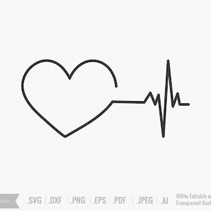 heartbeat with heart, Heartbeat SVG, Heart, Valentine's Day, Heart Beat, clipart, nurse, Healthcare, svg, png, dxf, eps, Healthy Heart, eps