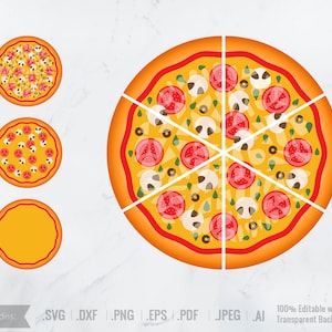 Pizza , Pizza SVG , Toppings svg, mushroom, Vector, Pizza Clipart, pepperoni, svg, Graphics, EPS, Cutting file, png, dxf, Pizza with topping