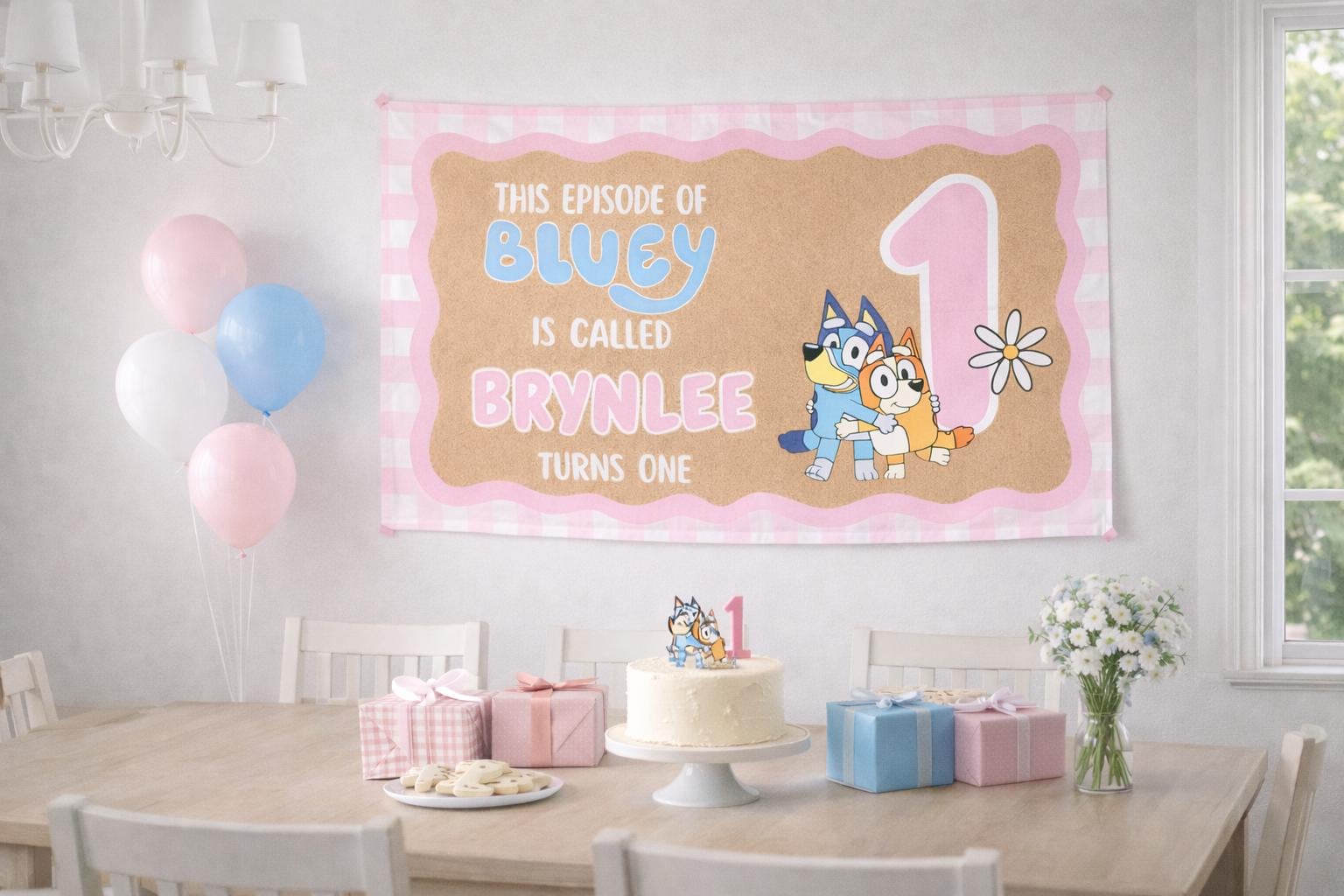 Bluey Birthday Banner Template 3x5 Pink - Etsy