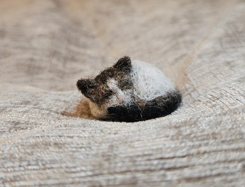 Needle Felted Sleeping Cat Ornament, Custom Wool Pet Replica image 12