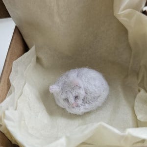 Needle Felted Sleeping Cat Ornament, Custom Wool Pet Replica image 15
