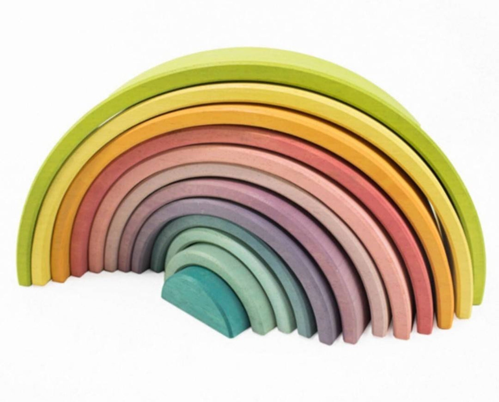 Wooden Nursery Decor, Wooden Rainbow Stacker, Waldorf Montessori Toy Puzzle Building Blocks