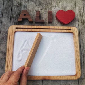 Wooden sand trays, Montessori materials,  Sand Tablet, Alphabet writing tray, Waldorf learning resource, Homeschool  learning material