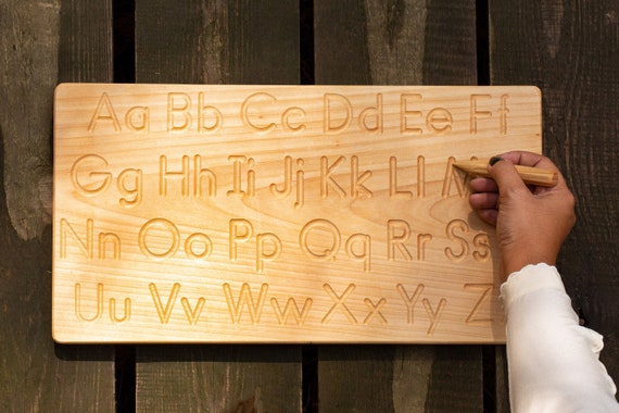 Alphabet tracing board, Homeschool materials, Finger tracing board, Waldorf, Montessori educational wooden toys, Waldorf educational board