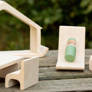 Wooden house play set, Waldorf nesting puzzle, Waldorf stacker house, Eco friendly toys, Montessori educational toy, Open ended toys image 8