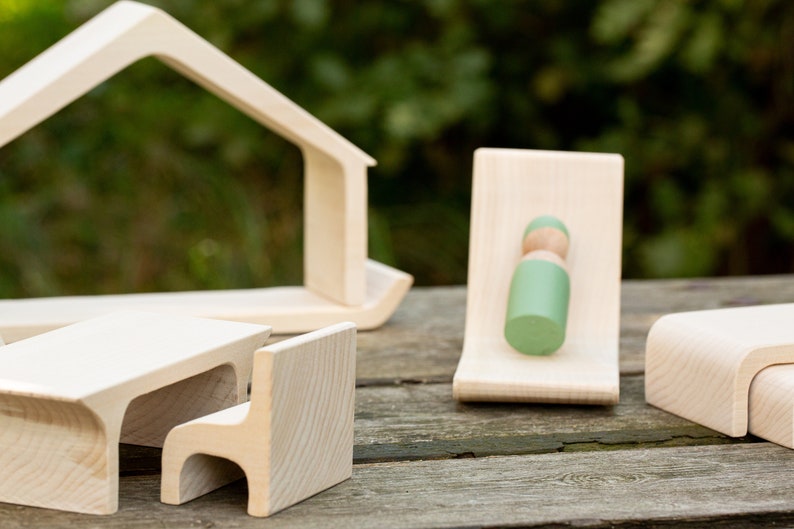 Wooden house play set, Waldorf nesting puzzle, Waldorf stacker house, Eco friendly toys, Montessori educational toy, Open ended toys image 8