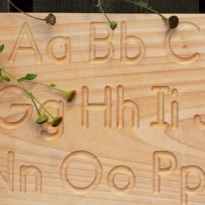 Alfabet traceerbord, Homeschool materialen, Vinger tracing board, Waldorf, Montessori educatief houten speelgoed, Waldorf educatief bord Alphabet board