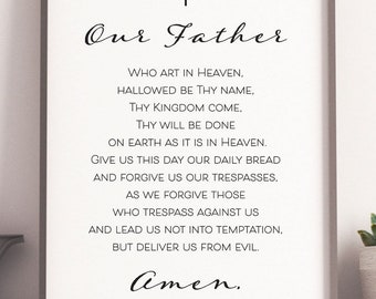 Our Father Prayer | Our Father Prayer Printable | Gift | Digital File | Gift Printable | INSTANT DOWNLOAD