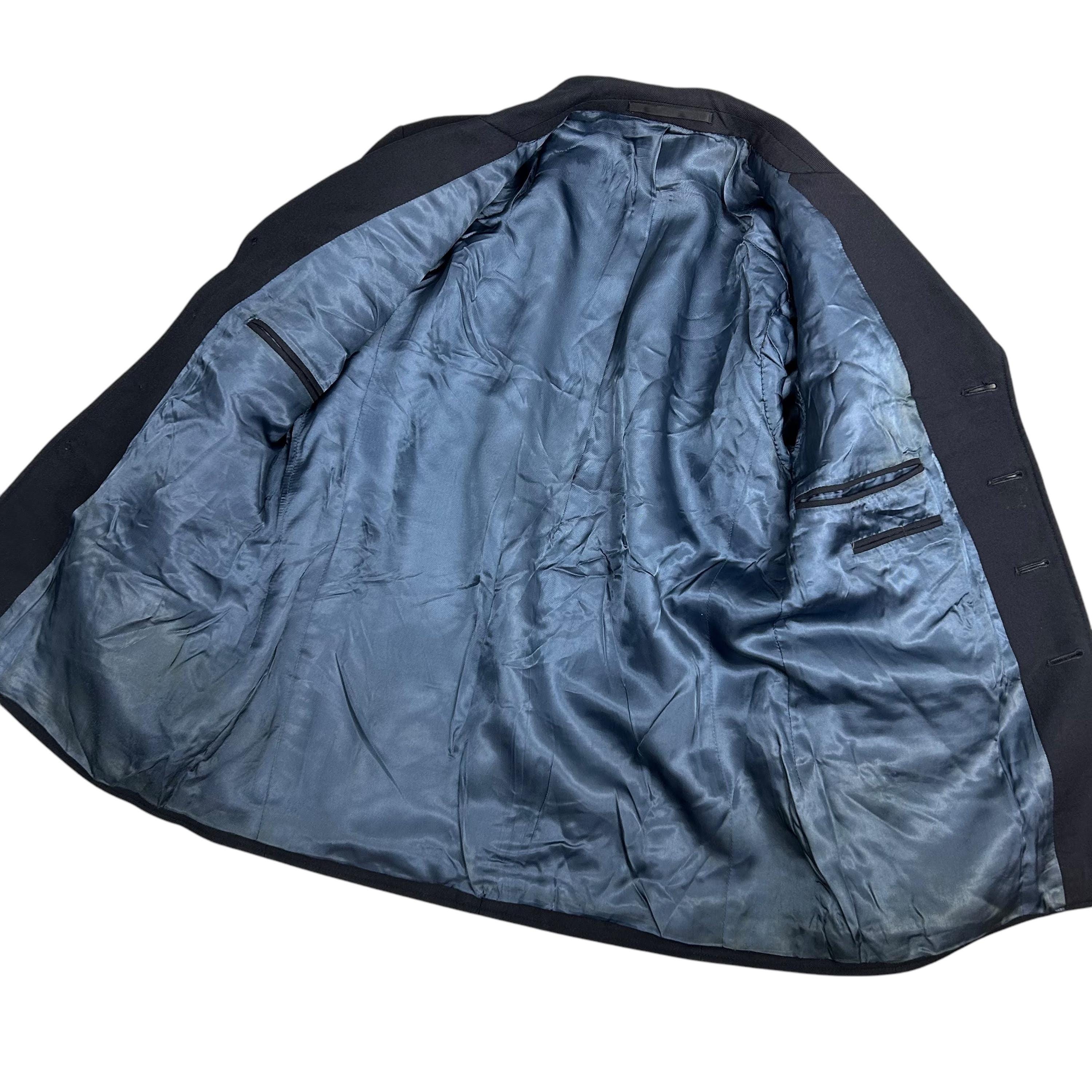 1970s Vintage German Blue Wool Blazer Jacket Men's 42