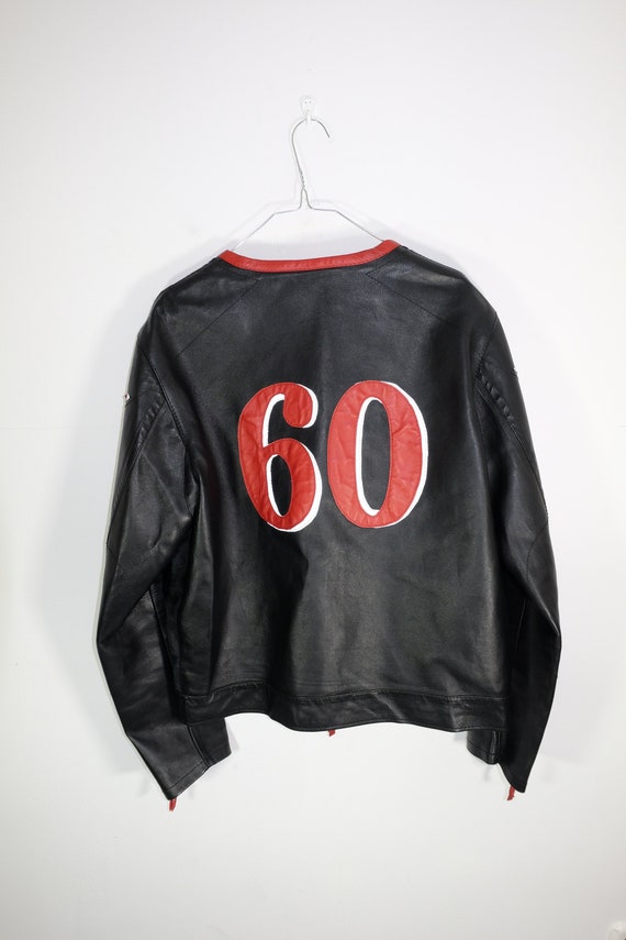 Vintage Calf Hair Leather Jacket: Black & Red Star Detail