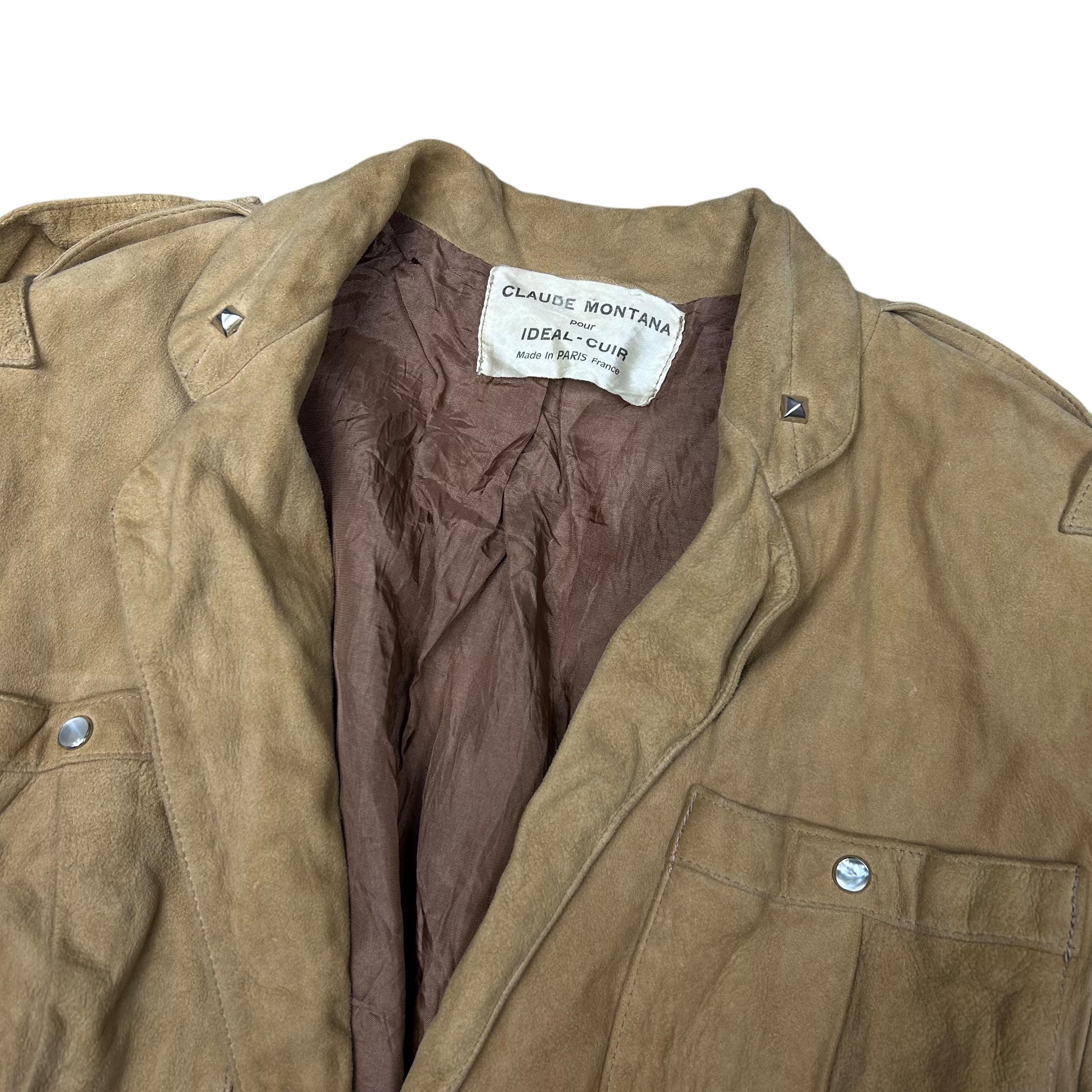 Vintage Claude Montana Suede Safari Jacket: 80s Rocker Style