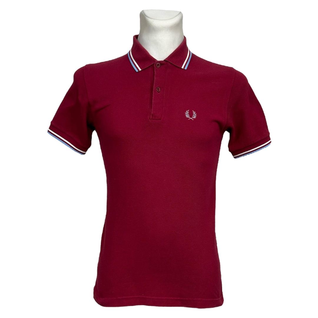Fred Perry Made in England Pique Polo Burgundy Red Vintage Mens Size 92 ...