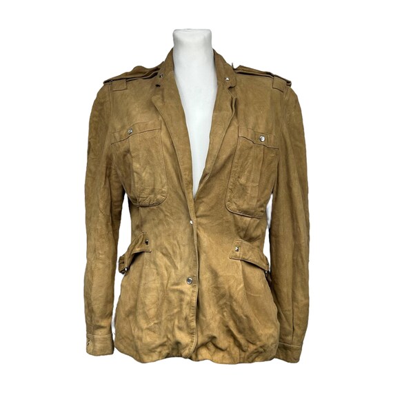 ジャケット・アウター 80s CLAUDE MONTANA suede leather jacket Vintage Claude Montana Suede Safari Jacket: 80s Rocker Style