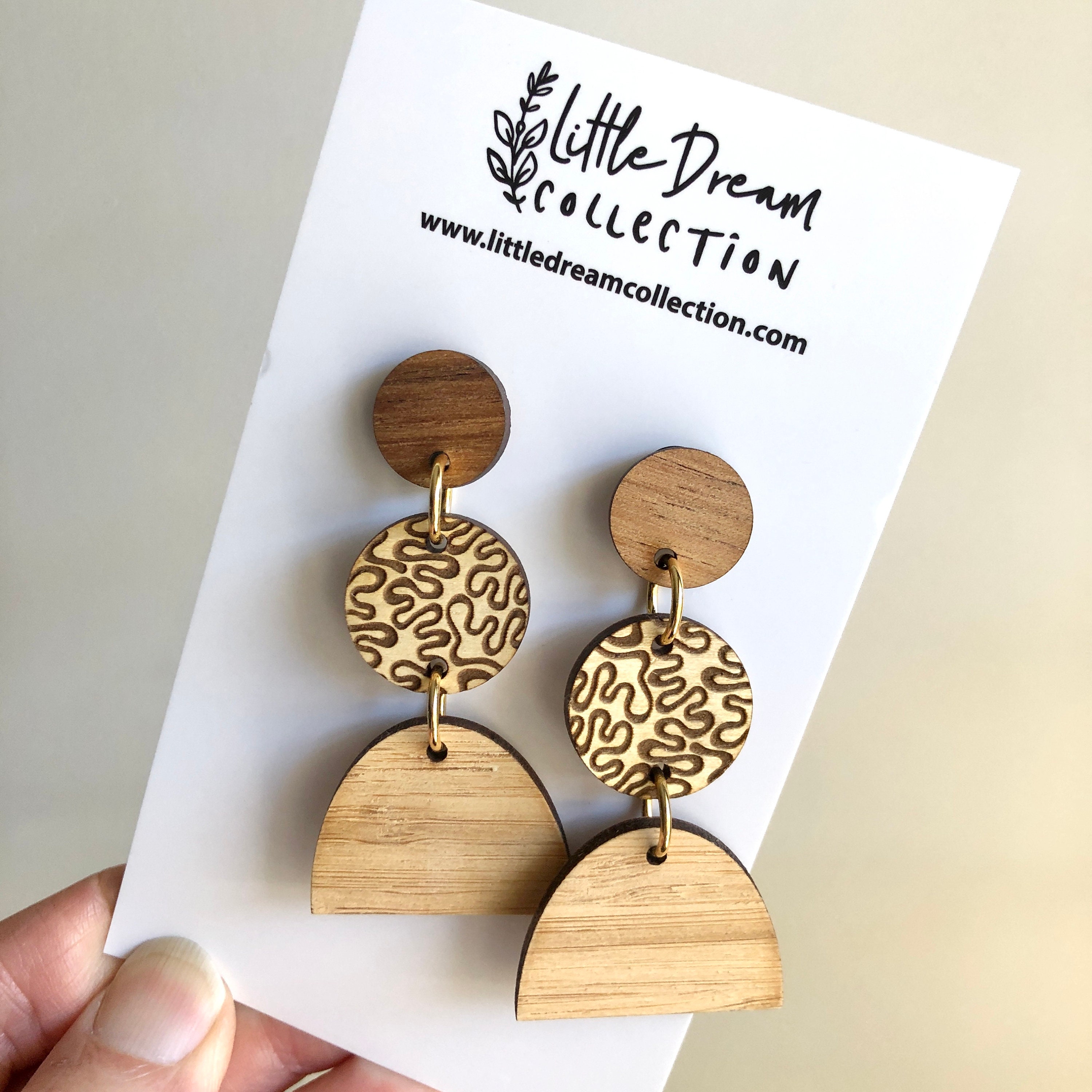 Wooden earrings Laser cut wooden earrings Unique wooden | Etsy