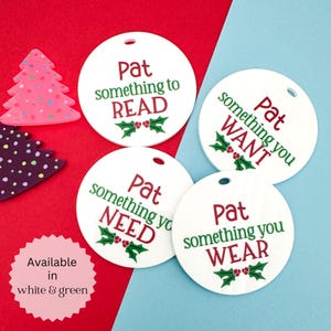Personalised something you want, need, read, wear Christmas gift tags