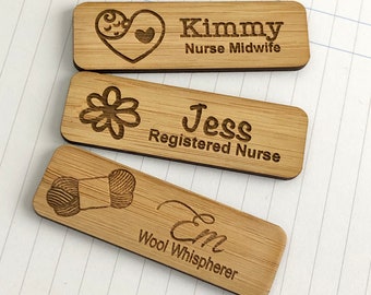 Wooden Name Badge | Magnetic Name Badge | Custom Name Badge | Custom Teacher Badge | Personalised wooden badge | Custom placement badge