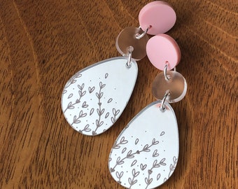 Mirror Acrylic dangles | Acrylic earrings | Elegant Earrings | Pastel coloured jewellery | Acrylic earrings Australia | Australian maker