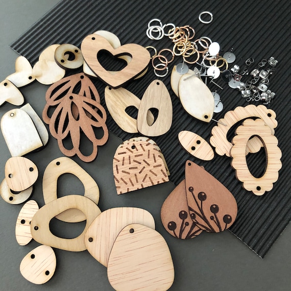 DIY Earring Kit Wood Earring Kit Bulk Wood Earrings DIY Jewellery Kit Wood Shapes DIY Gift Australia Made Earrings Earring Kit Etsy