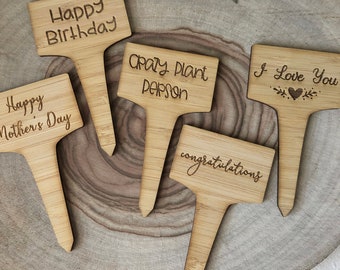 BULK Plant Markers | Wooden gift cards | Gift Tags | Wooden Gift Tags | Happy Mother's Day | Plant Saying Markers | Plant sign