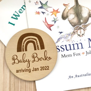 Announcement disc | Pregnancy Announcement | Rainbow Baby | Laser engraved announcement | Baby Plaque | Australian Made