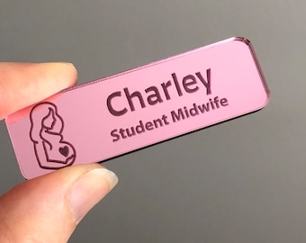 Pink mirror Personalised Name Badge | Magnetic Name Badge | Custom Name Badge | Personalised badge | Custom placement badge