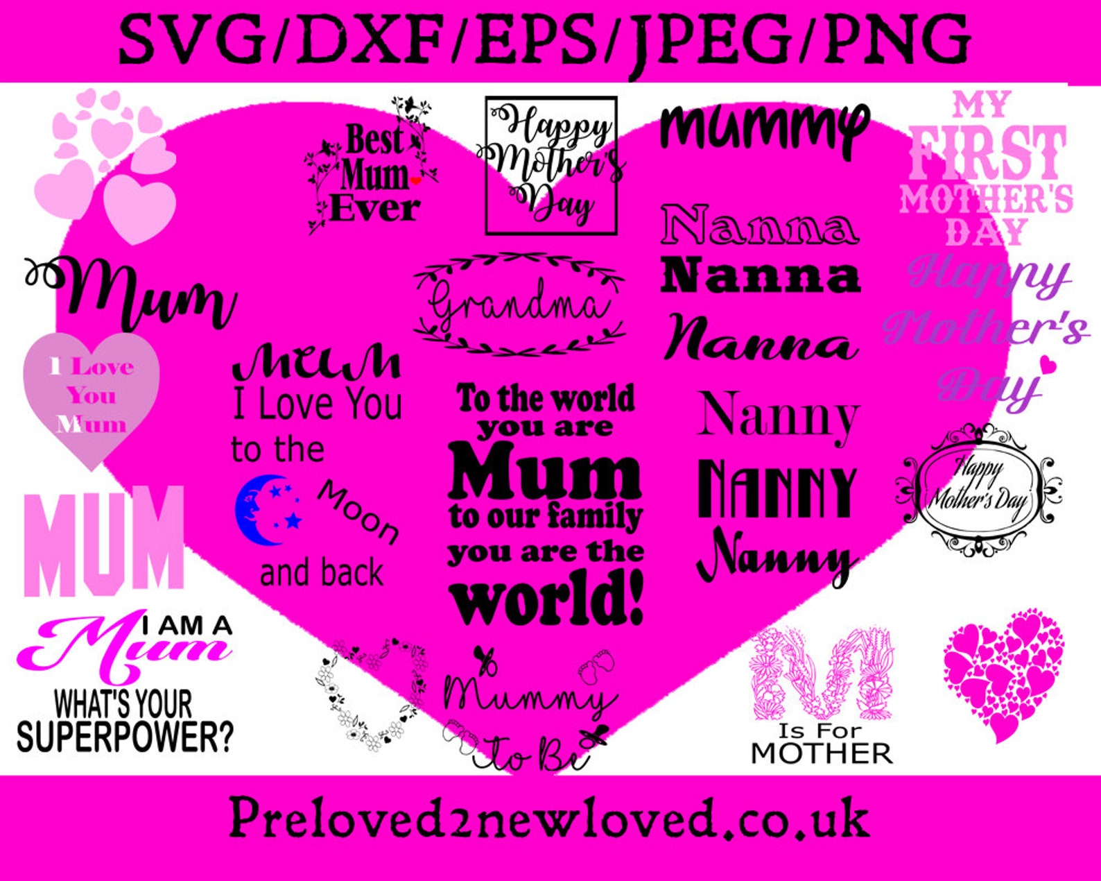 Download UK Mother's Day Bundle SVG Cricut Cutting File or Printable