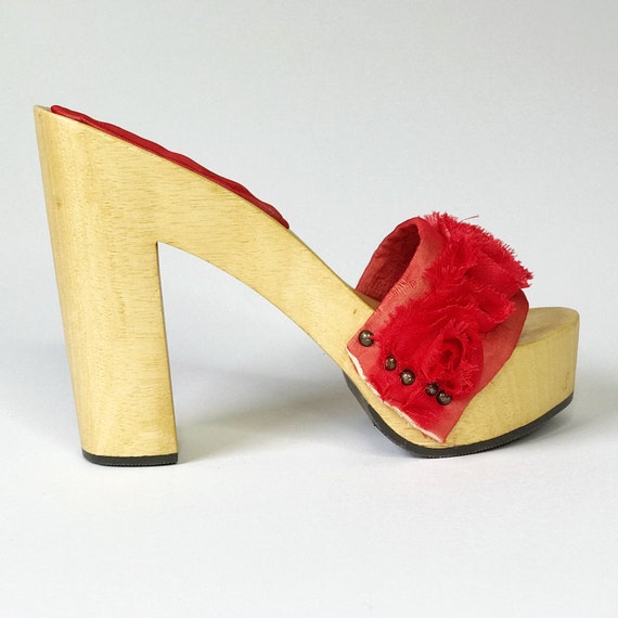 high heel wooden clogs