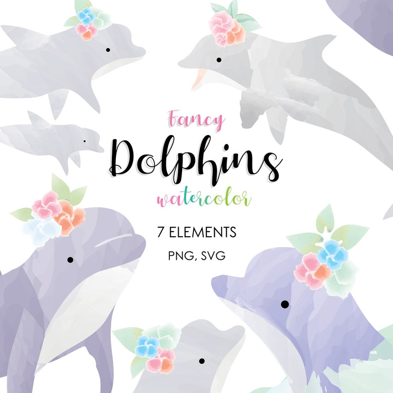 Download Watercolor nursery clipart sea animals svg dolphin svg | Etsy