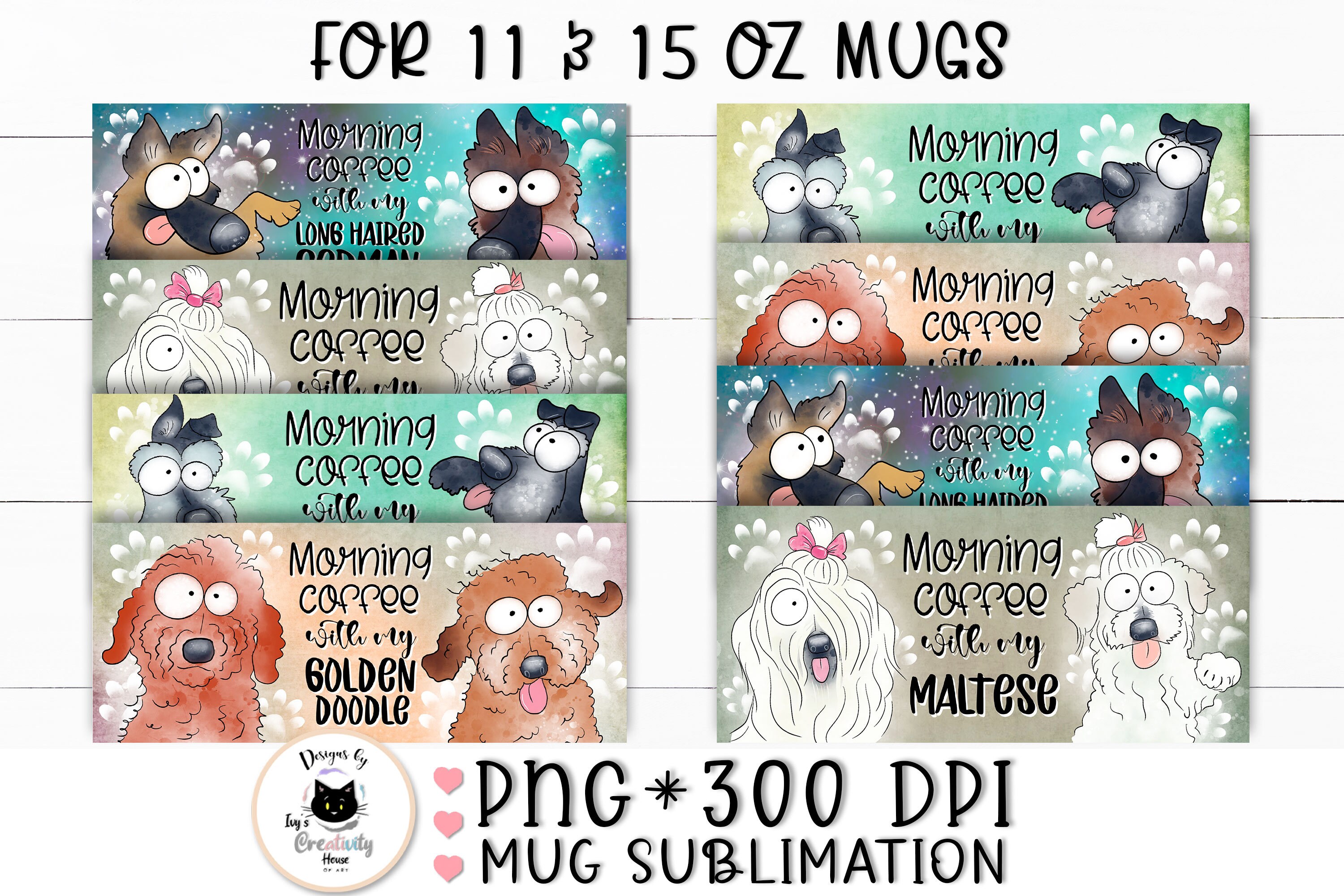 Dog Sublimation Designs, Dog Png Bundle, Mug Png for Sublimation, Dog
