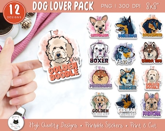 dog sticker pack, dog stickers, dog breed stickers, sticker pack digital, dog png bundle, stickers png, dog stickers cute