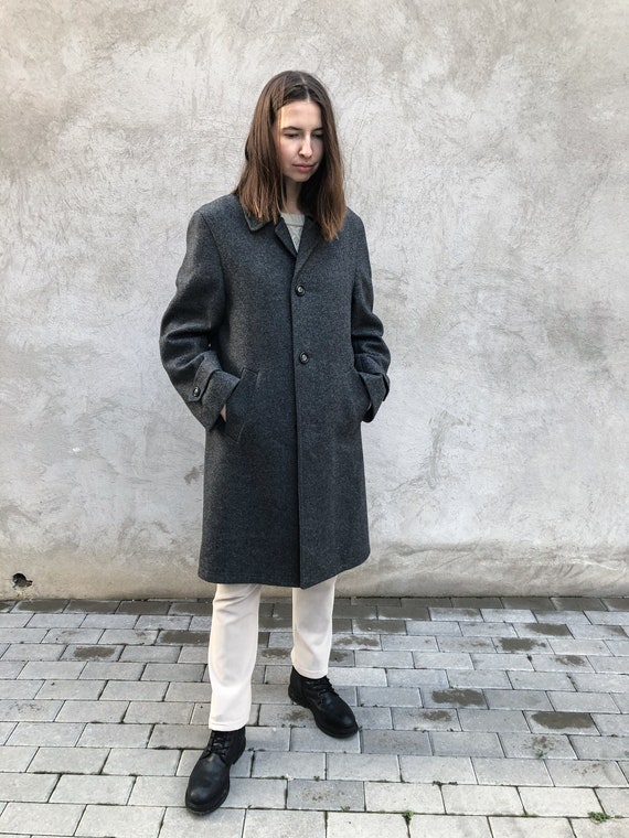 Unisex Vintage retro grey oversized wool jacket co