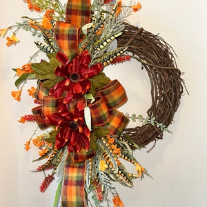 Fall Grapevine Door Wreath, Autumn Grapevine Door Wreath, Fall Decor, Home Decor, Orange Rust Grapevine Wreath