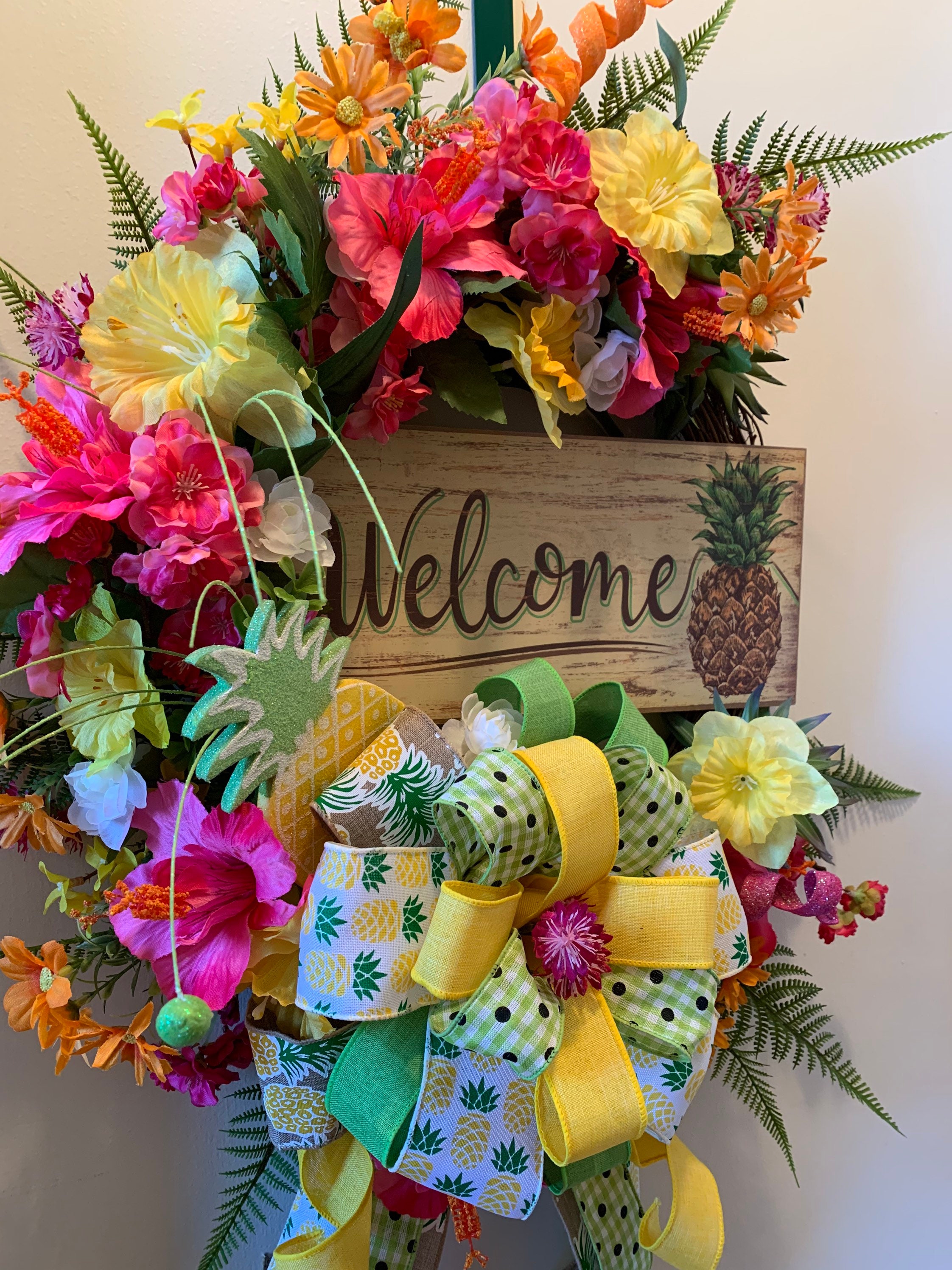 Summer Pineapple Wreath Pineapple Door Wreath Pineapple Etsy