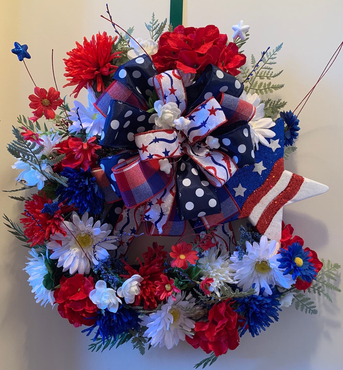 Fourth of July Door Wreath Flower Door Wreath Independence  Etsy
