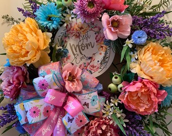 Mother's Day Floral Door Wreath: Spring Home Decor