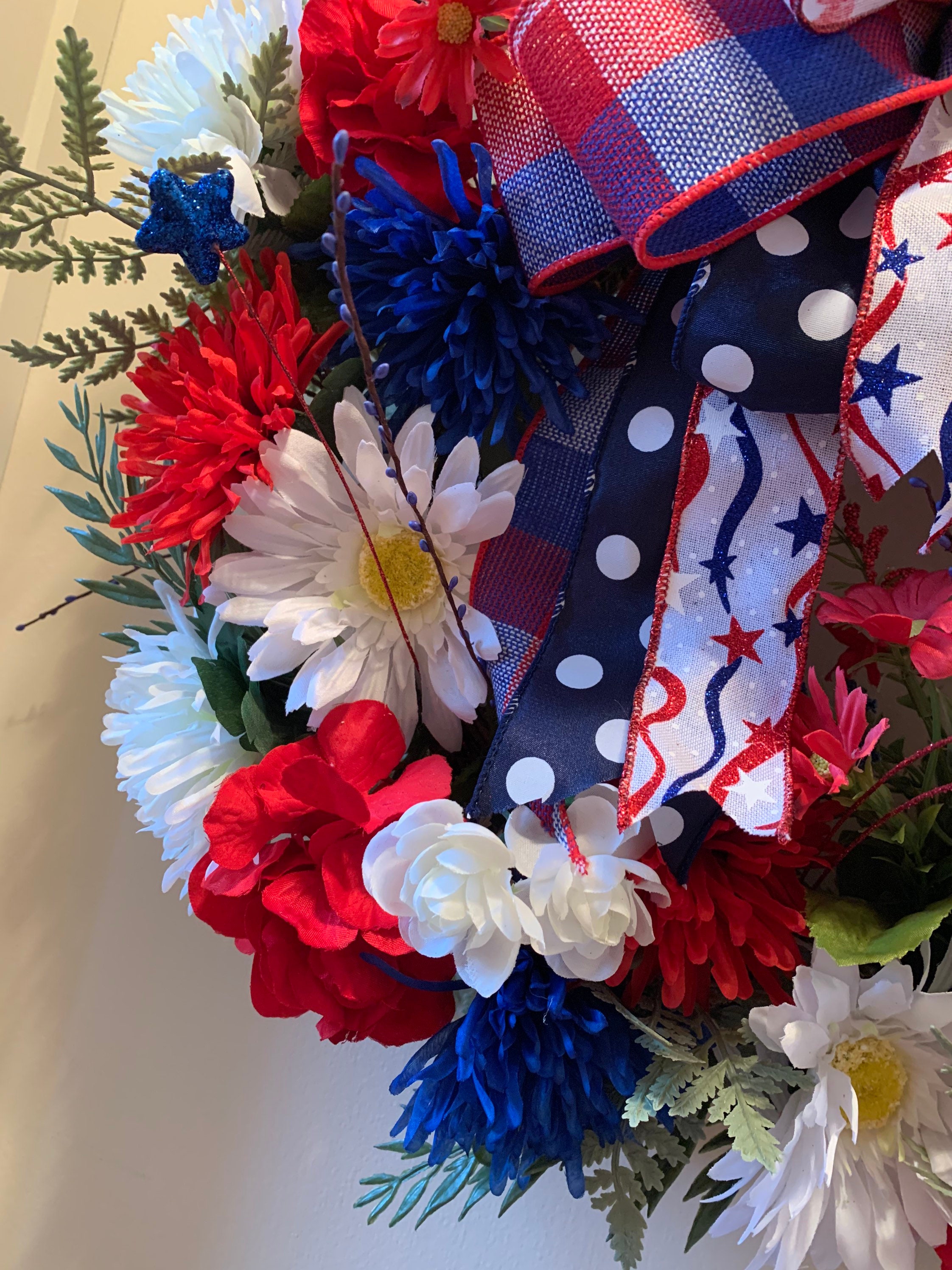 Fourth of July Door Wreath Flower Door Wreath Independence  Etsy