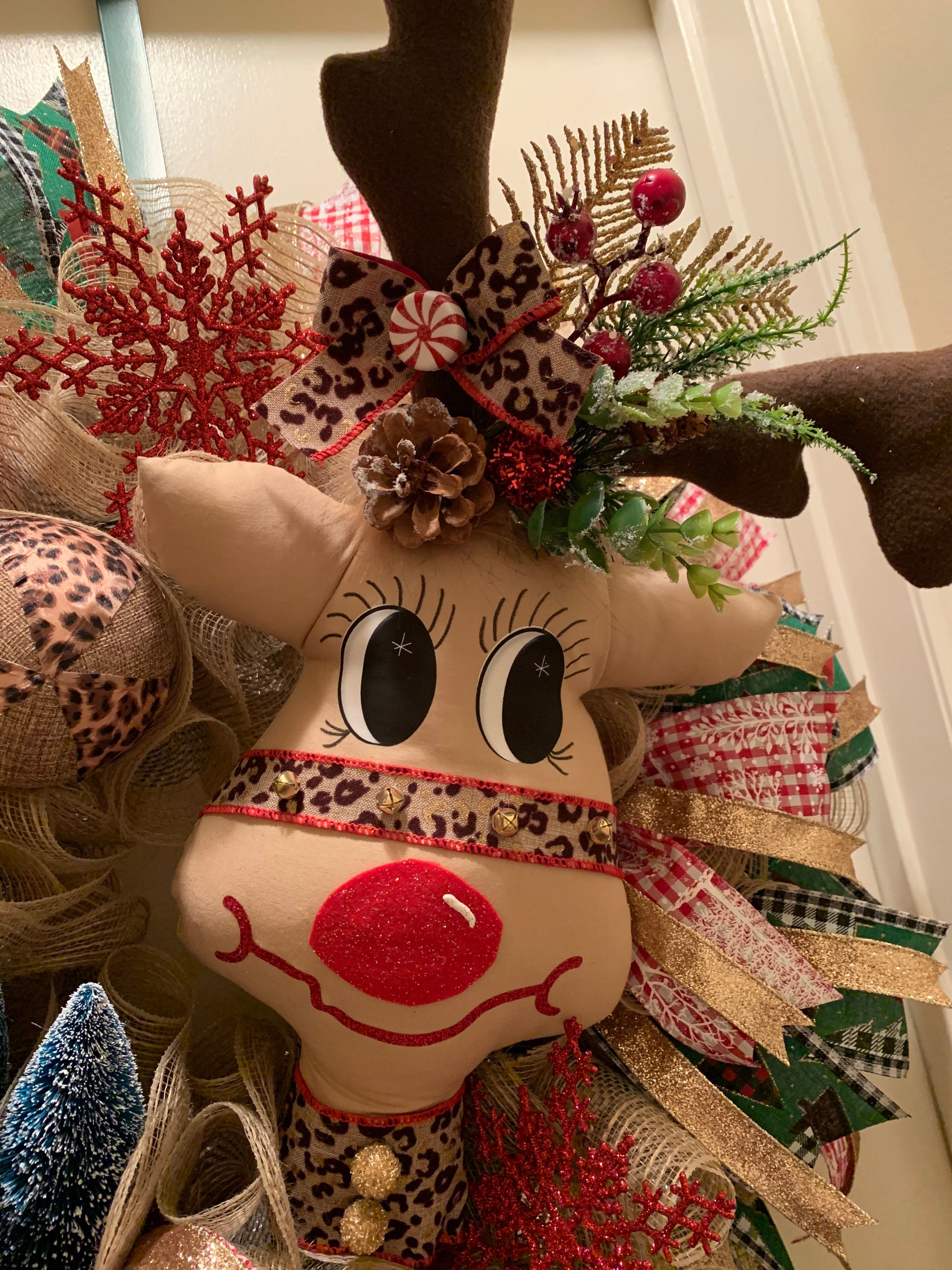 Reindeer Wreath Christmas Wreath Holiday Wreath Reindeer Etsy UK