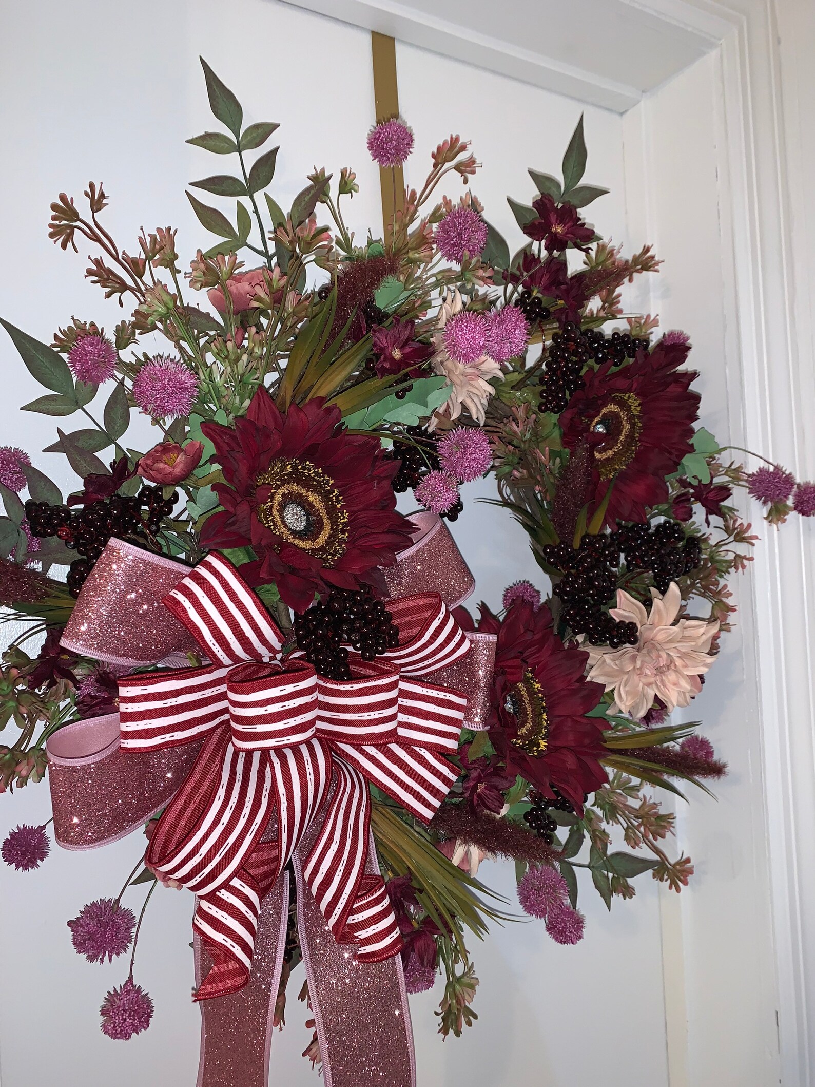 Burgundy Door Wreath Fall Wreath Autumn Wreath Burgundy Etsy