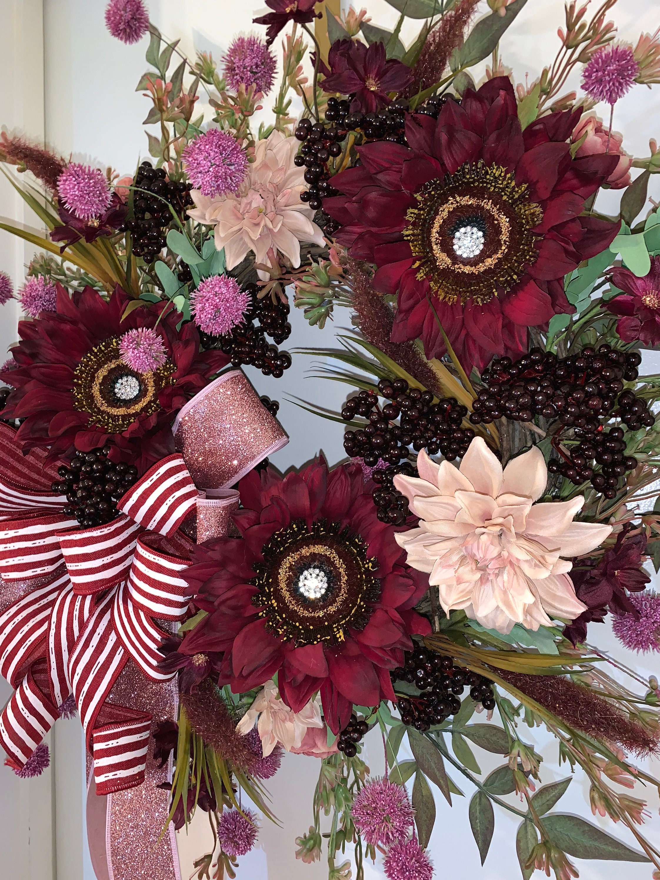 Burgundy Door Wreath Fall Wreath Autumn Wreath Burgundy Etsy