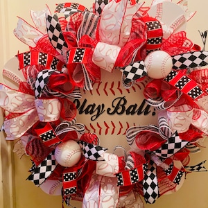 Baseball Door Wreath: Handmade Sports Decor, Dad Gift